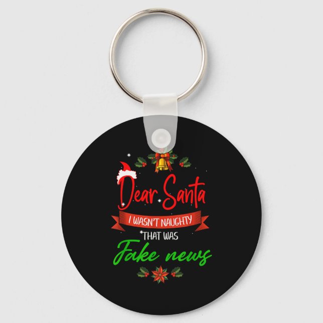 Funny Trump Christmas Pajamas Fake News  Key Ring (Front)