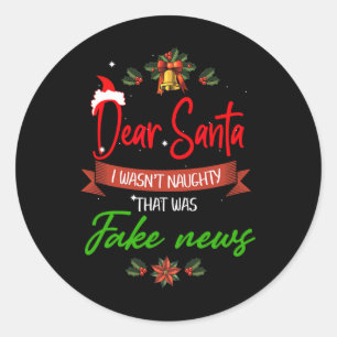 Funny Trump Christmas Pyjamas Fake News Classic Round Sticker