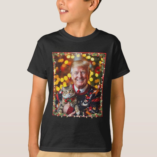 Funny Trump Christmas Sweater For Cat Lovers  (Front)