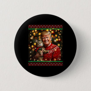 Funny Trump Christmas Sweater For Cat Lovers 1  6 Cm Round Badge