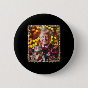 Funny Trump Christmas Sweater For Cat Lovers 6 Cm Round Badge