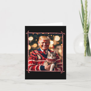 Funny Trump Christmas Sweater For Cat Lovers Card