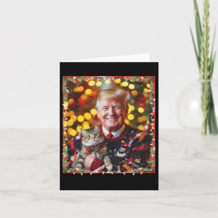 Funny Trump Christmas Sweater For Cat Lovers  Card