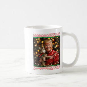 Funny Trump Christmas Sweater For Cat Lovers Coffee Mug