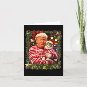Funny Trump Christmas Sweater For Cat Lovers Xmas  Card