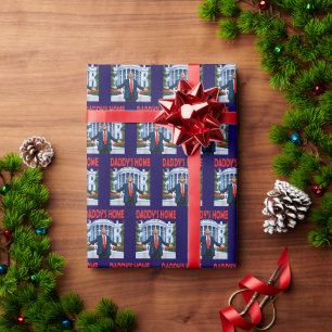 Funny Trump Daddys Home Blue Gift Wrapping Paper
