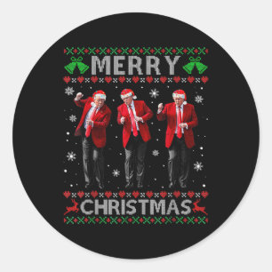 Funny Trump Dance Merry Christmas Ugly Xmas Classic Round Sticker