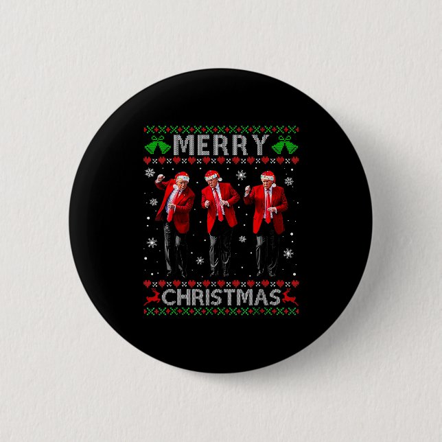 Funny Trump Dance Merry Christmas Ugly Xmas Sweate 6 Cm Round Badge (Front)