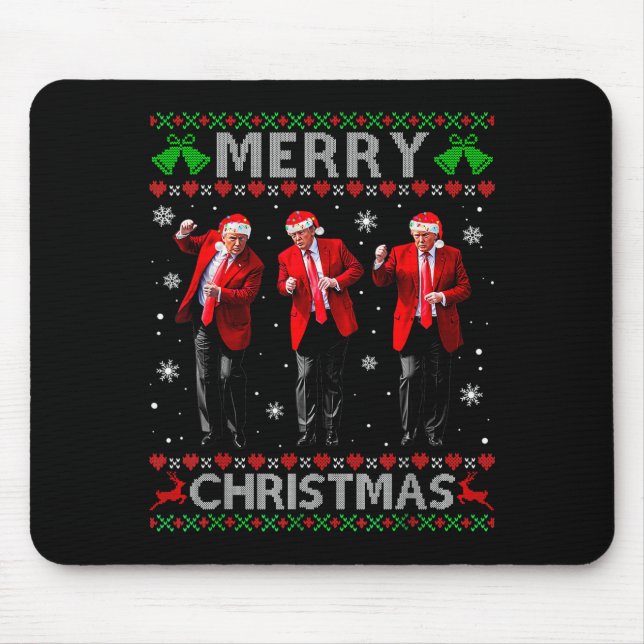 Funny Trump Dance Merry Christmas Ugly Xmas Sweate Mouse Mat (Front)
