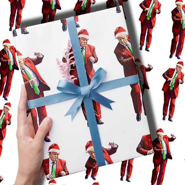 Funny Trump Dance Santa Claus Christmas Gift  Wrapping Paper (Creator Uploaded)