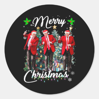 Funny Trump Dance Santa Claus Christmas Xmas Pajam Classic Round Sticker