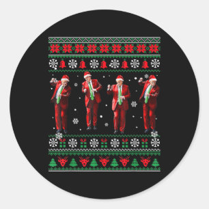 Funny Trump Dance Santa Claus Christmas Xmas Pajam Classic Round Sticker