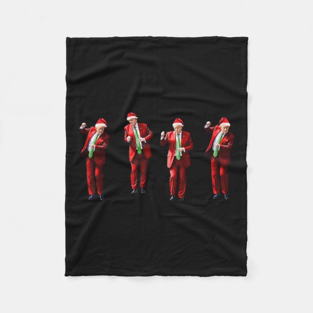 Funny Trump Dance Santa Claus Christmas Xmas Pajam Fleece Blanket (Front)