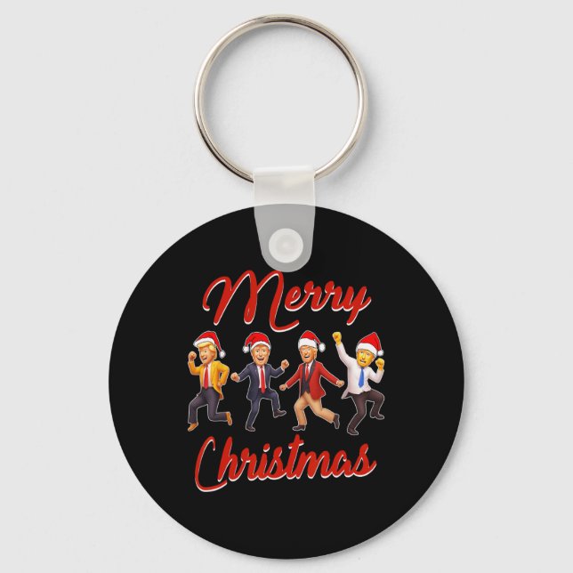 Funny Trump Dance Santa Claus Christmas Xmas Pajam Key Ring (Front)