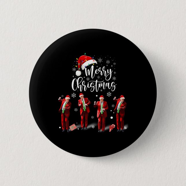 Funny Trump Dance Santa Claus Merry Christmas  6 Cm Round Badge (Front)