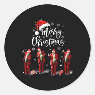 Funny Trump Dance Santa Claus Merry Christmas  Classic Round Sticker