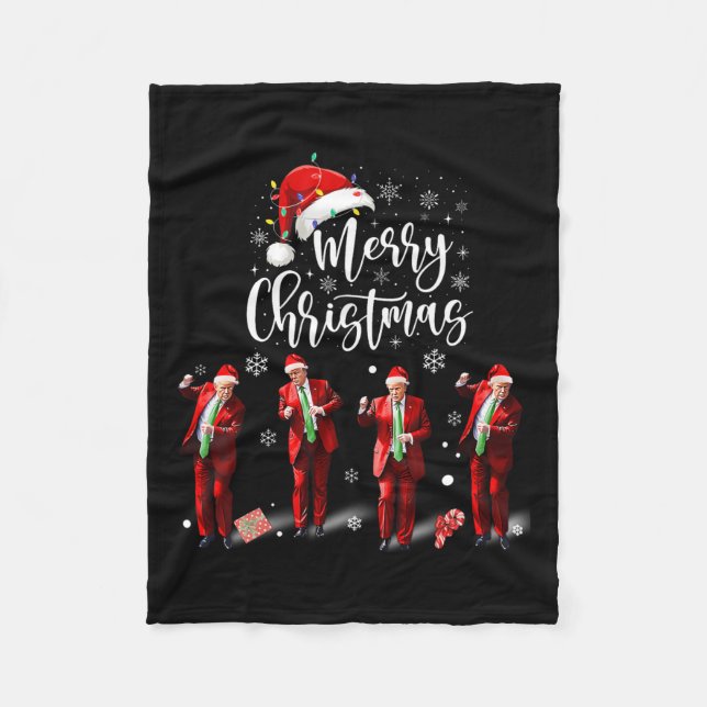 Funny Trump Dance Santa Claus Merry Christmas  Fleece Blanket (Front)