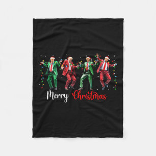 Funny Trump Dance Santa Claus Merry Christmas Paja Fleece Blanket