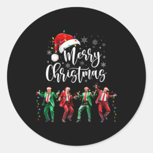 Funny Trump Dance Santa Claus Merry Christmas Xmas Classic Round Sticker