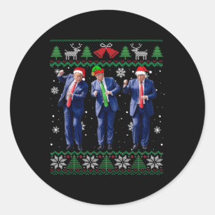 Funny Trump Dance Xmas President 47 Usa Christmas Classic Round Sticker
