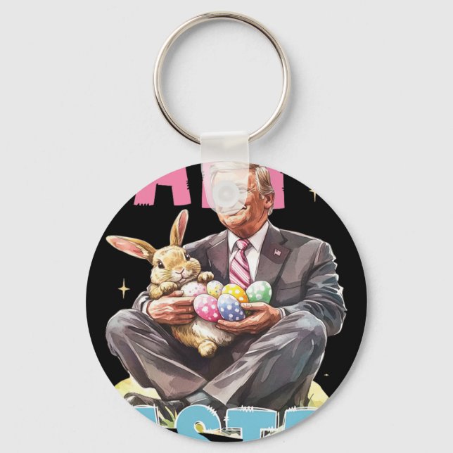 Funny Trump Easter Bunny Eggs Happy Easter  Key Ring (Front)