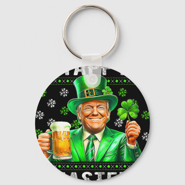 Funny Trump Easter Confused St Patricks Day Men Wo Key Ring (Front)