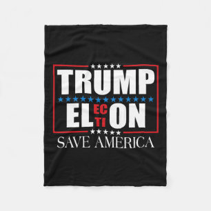 Funny Trump Election Usa Flag Trump Elon Save Amer Fleece Blanket