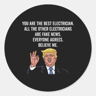 Funny Trump Electrician Lineman  Classic Round Sticker