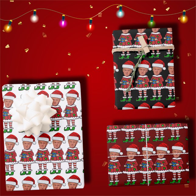 Funny Trump Elf 2024 Make Christmas Great Again Wrapping Paper Sheet (Creator Uploaded)