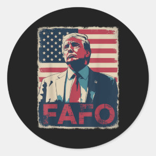 Funny Trump Fafo F Around Find Out Retro Us Flag Classic Round Sticker