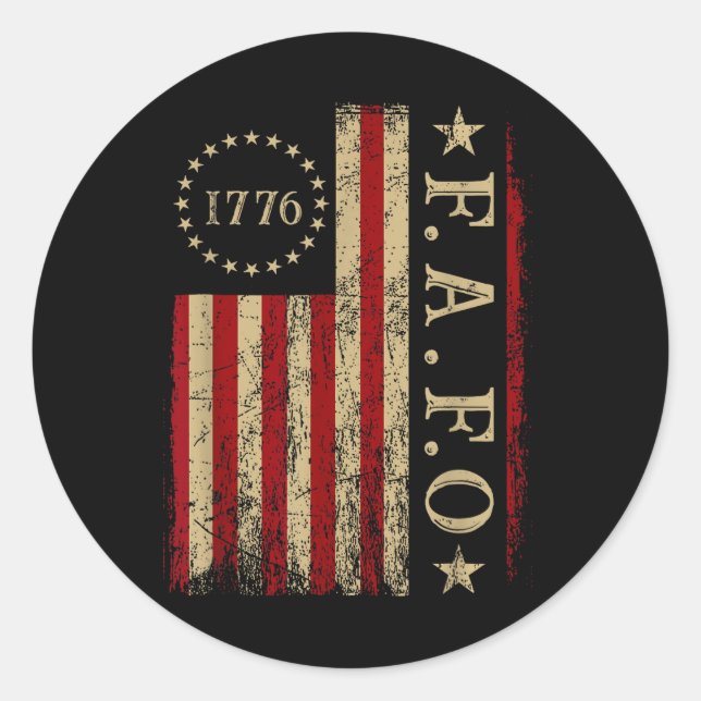 Funny Trump Fafo F Around Find Out Retro Us Flag  Classic Round Sticker (Front)