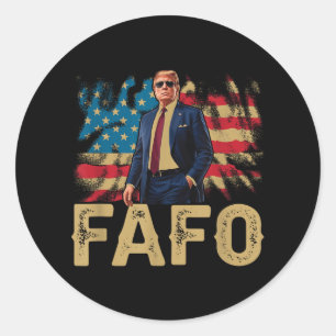 Funny Trump Fafo, Y2k Fafo Trump American Flag Vin Classic Round Sticker