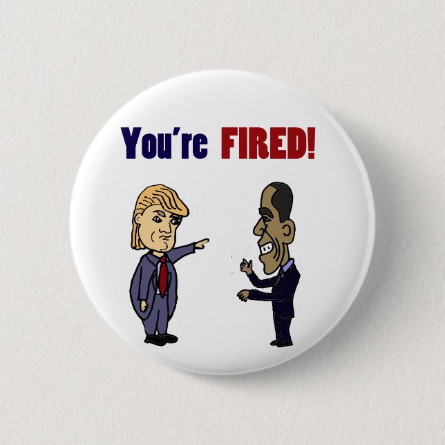 Funny Trump Firing Obama Political Cartoon 6 Cm Round Badge (Front)