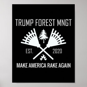 Funny Trump Forest Management Rake Leaves Faux Bus Poster