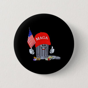 Funny Trump Garbage Can Cartoon Character American 6 Cm Round Badge