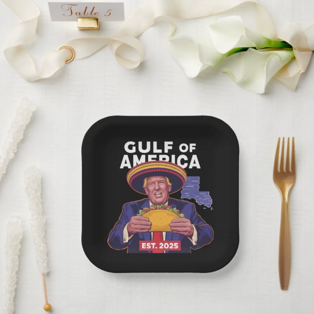 Funny Trump Gulf Of Us America 2025 Trump  Paper Plate (Wedding)
