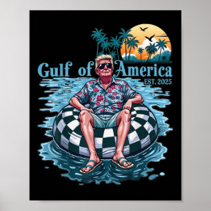 Funny Trump Gulf Of Us America Est 2025 Beach Retr Poster