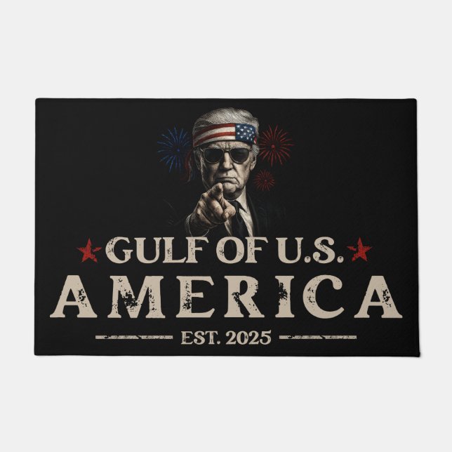 Funny Trump Gulf Of USA America 2025 4th Of July Doormat (Front)