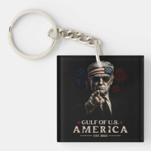 Funny Trump Gulf Of USA America 2025 4th Of July Key Ring