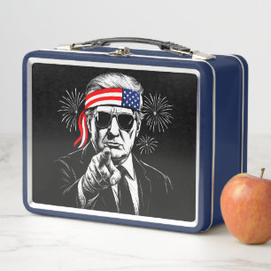 Funny Trump Gulf Of USA America 2025 4th Of July Metal Lunch Box