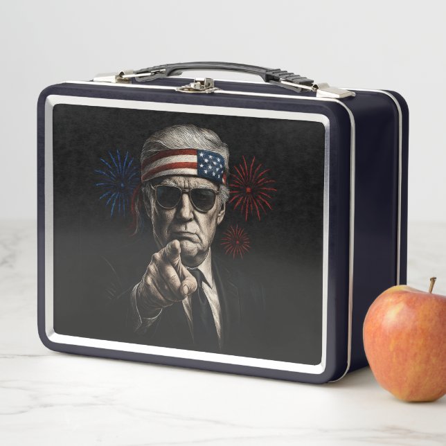 Funny Trump Gulf Of USA America 2025 4th Of July Metal Lunch Box (In Situ)