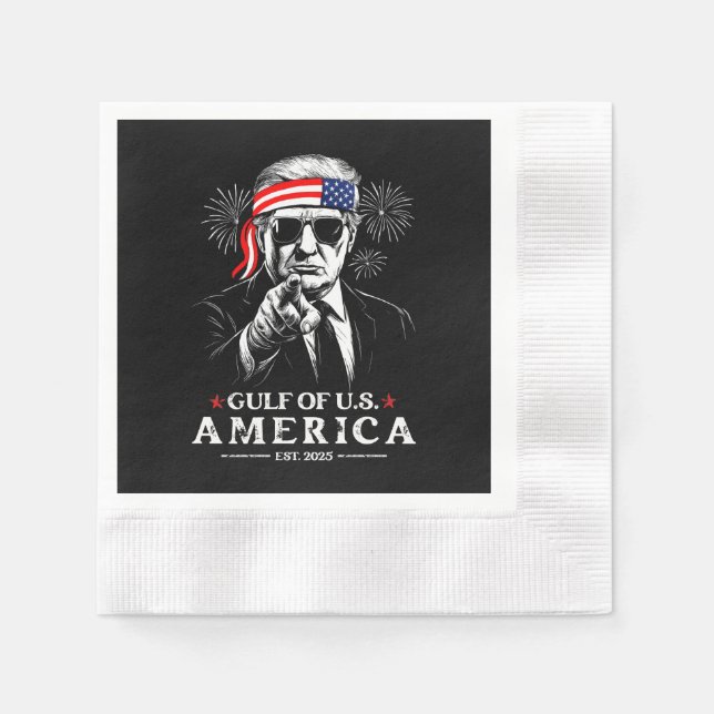 Funny Trump Gulf Of USA America 2025 4th Of July Napkin (Front)