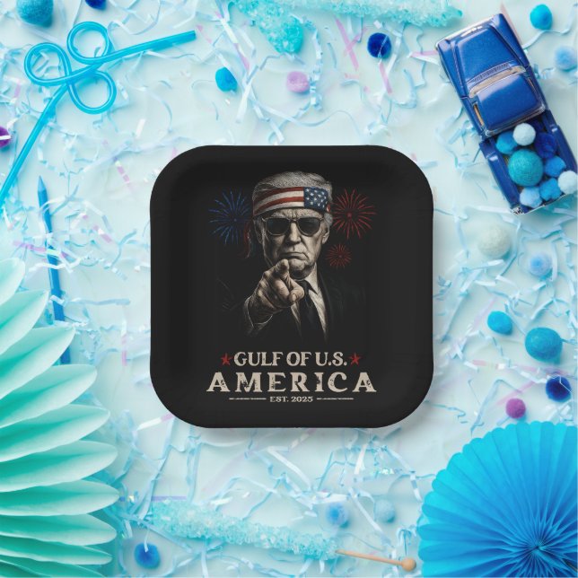 Funny Trump Gulf Of USA America 2025 4th Of July Paper Plate (Party)