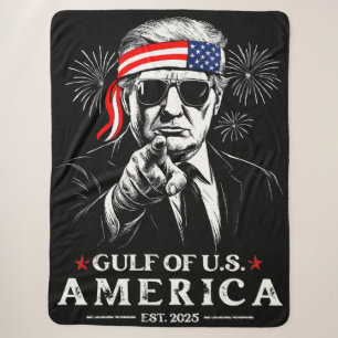 Funny Trump Gulf Of USA America 2025 4th Of July Sherpa Blanket
