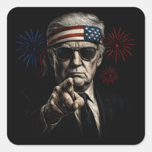 Funny Trump Gulf Of USA America 2025 4th Of July Square Sticker