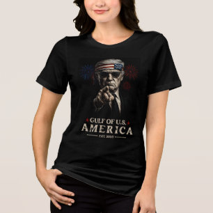 Funny Trump Gulf Of USA America 2025 4th Of July Tri-Blend Shirt