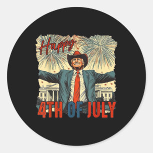 Funny Trump Happy 4th Of July Independence Day Classic Round Sticker