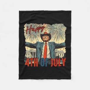 Funny Trump Happy 4th Of July Independence Day Fleece Blanket