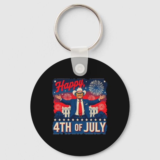 Funny Trump Happy 4th Of July  Key Ring (Front)