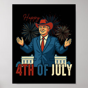 Funny Trump Happy 4th Of July Retro Independence D Poster